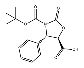 (4S,5R)-2-氧代-4-苯基-3-(1,1-二甲基乙基)酯-3,5-恶唑烷二羧酸 结构式