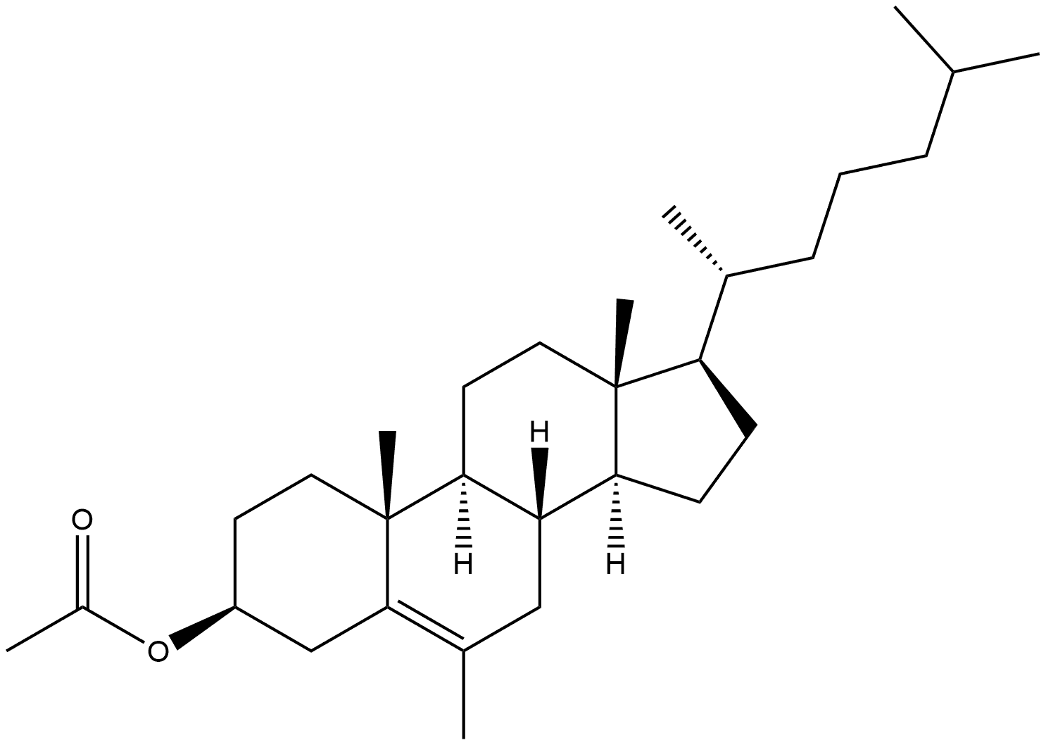 Cholest-5-en-3-ol, 6-methyl-, 3-acetate, (3β)- 结构式