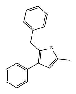 5-甲基-3-苯基-2-(苯甲基)噻吩 结构式