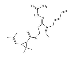 Cyclopropanecarboxylic acid, 2,2-dimethyl-3-(2-methyl-1-propen-1-yl)-, 4-[2-(aminocarbonyl)hydrazinylidene]-2-methyl-3-(2,4-pentadien-1-yl)-2-cyclopenten-1-yl ester 结构式