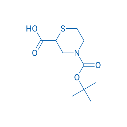4-(叔丁氧羰基)硫代吗啉-2-羧酸 结构式