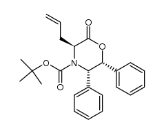 4-Morpholinecarboxylic acid, 2-oxo-5,6-diphenyl-3-(2-propen-1-yl)-, 1,1-dimethylethyl ester, (3S,5S,6R)- 结构式