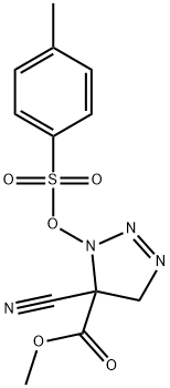 1H-1,2,3-Triazole-5-carboxylic acid, 5-cyano-4,5-dihydro-1-[[(4-methylphenyl)sulfonyl]oxy]-, methyl ester 结构式