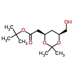 (4R-Cis)-6-羟甲基-2,2-二甲基-1,3-二氧六环-4-乙酸叔丁酯 结构式
