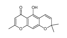 5-Hydroxy-2,2,8-trimethyl-2H,6H-benzo[1,2-b:5,4-b']dipyran-6-one 结构式