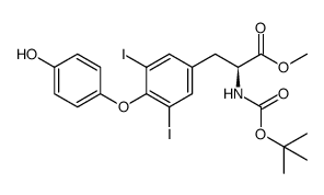 N-叔丁氧羰基-O-(4-羟基苯基)-3,5-二碘-L-酪氨酸甲酯 结构式