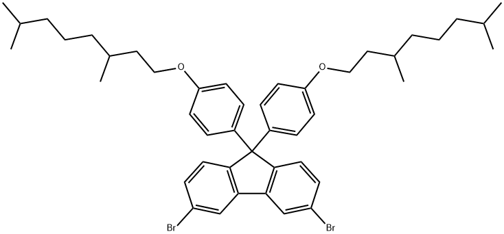 3,6-二溴-9,9-双[4-[(3,7-二甲基辛基)氧基]苯基]-9H-芴 结构式