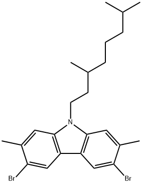 3,6-二溴-9-(3,7-二甲基辛基)-2,7-二甲基-9H-咔唑 结构式