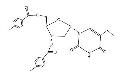2,4(1H,3H)-Pyrimidinedione, 1-[2-deoxy-3,5-O-bis(4-methylbenzoyl)-α-D-erythro-pentofuranosyl]-5-ethyl- 结构式
