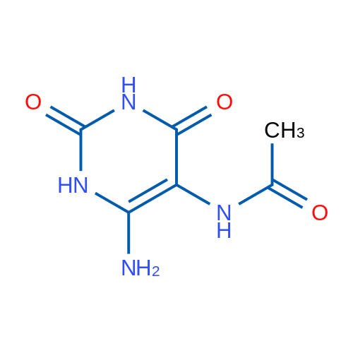N-(6-氨基-1,2,3,4-四氢-2,4-二氧代-5-嘧啶基)乙酰胺 结构式