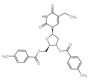 2'-脱氧-3',5'-二-O-(4-甲基苯甲酰基)-5-乙基尿苷 结构式
