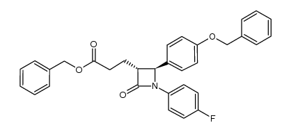 3-Azetidinepropanoic acid, 1-(4-fluorophenyl)-2-oxo-4-[4-(phenylmethoxy)phenyl]-, phenylmethyl ester, (3R,4S)- 结构式