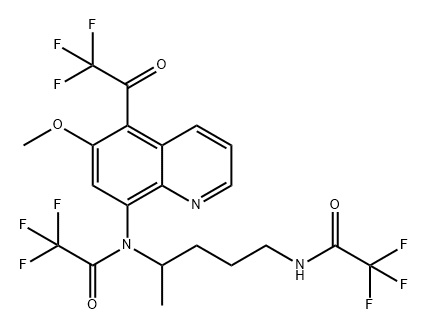 2,2,2-三氟-N-[6-甲氧基-5-(2,2,2-三氟乙酰基)-8-喹啉基]-N-[1-甲基-4-[(2,2,2-三氟乙酰基)氨基]丁基]乙酰胺 结构式