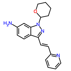 (E)-3-[2-(吡啶-2-基)乙烯基]-1-(四氢-2H-吡喃-2-基)-1H-吲唑-6-胺 结构式