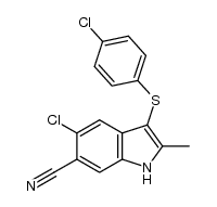 5-氯-3-[(4-氯苯基)硫代]-2-甲基-1H-吲哚-6-甲腈 结构式