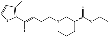 3-Piperidinecarboxylic acid, 1-[(3Z)-4-iodo-4-(3-methyl-2-thienyl)-3-buten-1-yl]-, ethyl ester, (3R)- 结构式