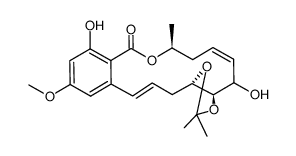 10H-1,3-二氧杂环[4,5-h][2]苯并氧杂环十四碳烯-10-酮，3a,4,7,8,17,17a-六氢-4,11-二羟基-13-甲氧基-2,2,8-三甲基-，(3aR,5Z,8S,15E,17aS)- 结构式