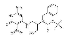 Carbamic acid, N-[(1R)-2-[(2-amino-1,6-dihydro-5-nitro-6-oxo-4-pyrimidinyl)amino]-1-(hydroxymethyl)ethyl]-N-(phenylmethyl)-, 1,1-dimethylethyl ester 结构式