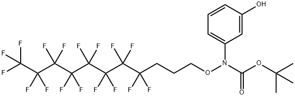 Carbamic acid, N-[(4,4,5,5,6,6,7,7,8,8,9,9,10,10,11,11,11-heptadecafluoroundecyl)oxy]-N-(3-hydroxyphenyl)-, 1,1-dimethylethyl ester 结构式
