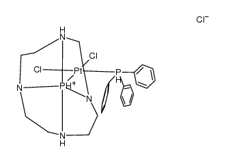 二氯(八氢-8bH-2a,4a,6a,8a-四氮杂-8bλ5-磷杂戊搭烯并[1,6-cd]戊搭烯合-P8b)(三苯基膦)合铂酸(1-)氢 单盐酸盐,(SP-4-3)- 结构式