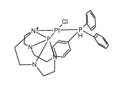 氯(八氢-8bH-2a,4a,6a,8a-四氮杂-8bλ5-磷杂戊搭烯并[1,6-cd]戊搭烯合-N2a,P8b)(三苯基膦)合铂(SP-4-2) 结构式