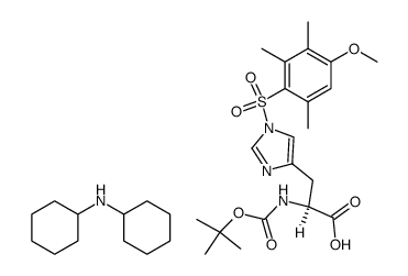 N-叔丁氧羰基-1-(4-甲氧基-2,3,6-三甲基苯磺酰基)-L-组氨酸 二环己胺盐 结构式