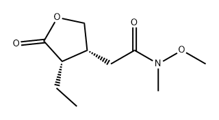 3-Furanacetamide, 4-ethyltetrahydro-N-methoxy-N-methyl-5-oxo-, (3R,4S)- 结构式