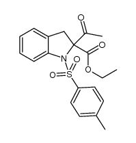 1H-Indole-2-carboxylic acid, 2-acetyl-2,3-dihydro-1-[(4-methylphenyl)sulfonyl]-, ethyl ester 结构式