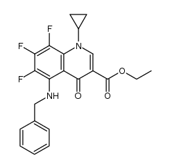 3-Quinolinecarboxylic acid, 1-cyclopropyl-6,7,8-trifluoro-1,4-dihydro-4-oxo-5-[(phenylmethyl)amino]-, ethyl ester 结构式