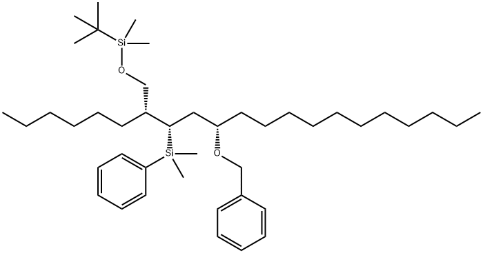 Silane, (1,1-dimethylethyl)[[(2R,3S,5S)-3-(dimethylphenylsilyl)-2-hexyl-5-(phenylmethoxy)hexadecyl]oxy]dimethyl- (9CI) 结构式