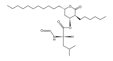 N-甲酰基-L-亮氨酸(3S,4S,6S)-3-己基四氢-2-氧代-6-十一烷基-2H-吡喃-4-基酯 结构式