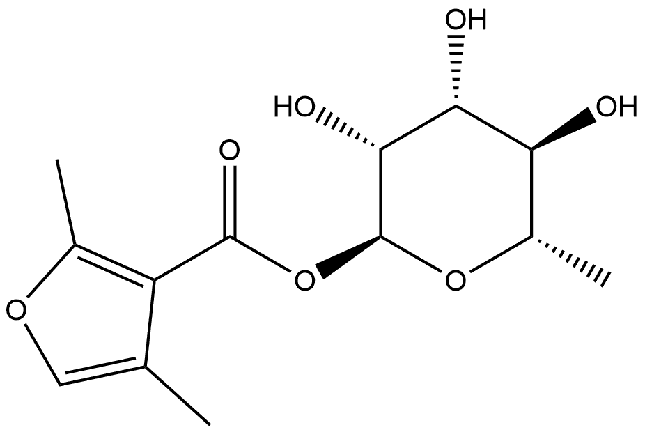 6-脱氧-α-L-甘露吡喃糖 1-(2,4-二甲基-3-呋喃甲酸酯) 结构式