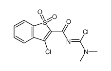 Carbamimidic chloride, N'-[(3-chloro-1,1-dioxidobenzo[b]thien-2-yl)carbonyl]-N,N-dimethyl- (9CI) 结构式