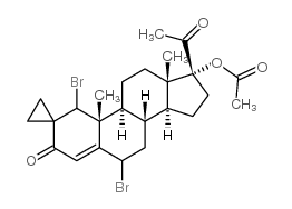 17α-乙酰氧基-6-二溴亚甲基孕甾-4-烯-3,20-二酮 结构式