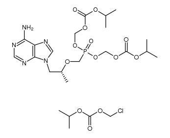 2,4,6,8-Tetraoxa-5-phosphanonanedioic acid, 5-[[(1R)-2-(6-amino-9H-purin-9-yl)-1-methylethoxy]methyl]-, 1,9-bis(1-methylethyl) ester, 5-oxide, compd. with chloromethyl 1-methylethyl carbonate (1:1) 结构式