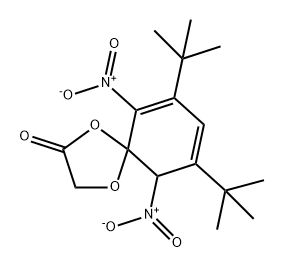 7,9-双(1,1-二甲基乙基)-6,10-二硝基-1,4-二氧杂螺[4.5]癸-6,8-二烯-2-酮 结构式