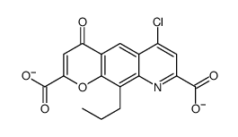 6-氯-4-氧代-10-丙基-4H-吡喃并[3,2-g]喹啉-2,8-二羧酸根 结构式
