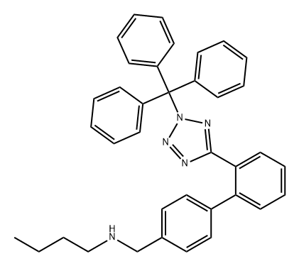 N-丁基-2'-[2-(三苯甲基)-2H-四唑-5-yl]-[1,1'-联苯]-4-甲胺 结构式