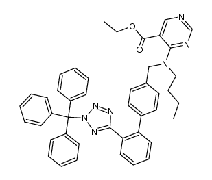 5-Pyrimidinecarboxylic acid, 4-[butyl[[2'-[2-(triphenylmethyl)-2H-tetrazol-5-yl][1,1'-biphenyl]-4-yl]methyl]amino]-, ethyl ester 结构式