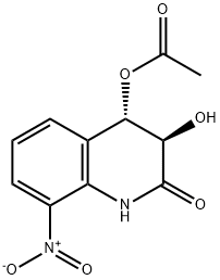 反-4-乙酰氧基-3,4-二氢-3-羟基-8-硝基-2(1H)-喹啉酮 结构式