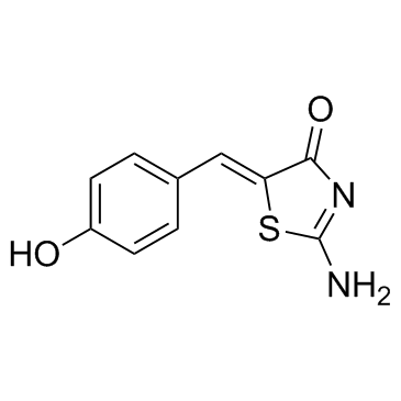 (5Z)-2-氨基-5-[(4-羟基苯基)亚甲基]-4(5H)-噻唑酮 结构式