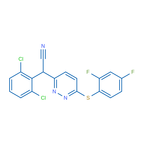 2-(2,6-二氯苯基)-2-(6-((2,4-二氟苯基)硫代)哒嗪-3-基)乙腈 结构式