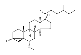 3,5-环麦角甾-24(28)-烯-6-甲氧基-, (3β,5α,6β)- 结构式