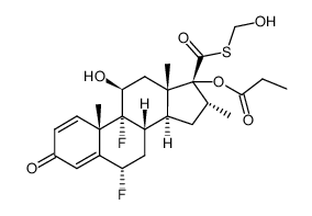 Androsta-1,4-diene-17-carbothioic acid, 6,9-difluoro-11-hydroxy-16-methyl-3-oxo-17-(1-oxopropoxy)-, S-(hydroxymethyl) ester, (6α,11β,16α)- 结构式