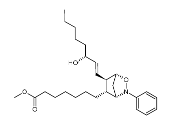 2-Oxa-3-azabicyclo[2.2.1]heptane-5-heptanoic acid, 6-[(1E,3S)-3-hydroxy-1-octen-1-yl]-3-phenyl-, methyl ester, (1R,4S,5R,6R)- 结构式