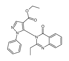 1H-Pyrazole-4-carboxylic acid, 5-(2-ethyl-4-oxo-3(4H)-quinazolinyl)-1-phenyl-, ethyl ester 结构式