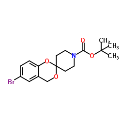 6-溴-4H-螺[苯并[d][1,3]二噁英-2,4'-哌啶]-1'-羧酸叔丁酯 结构式