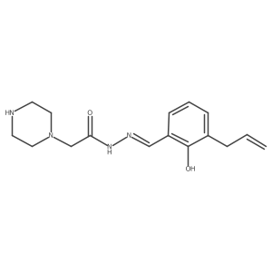 1-哌嗪乙酸 2-[[2-羟基-3-(2-丙烯-1-基)苯基]亚甲基]酰肼 结构式