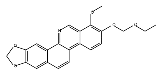 2-(乙氧基甲氧基)-1-甲氧基-[1,3]苯并二氧杂环戊烯并[5,6-c]菲啶 结构式