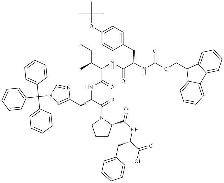 2-6-血管紧张素IV, 2-[O-(1,1-二甲基乙基)-N-[(9H-芴-9-基甲氧基)羰基]-L-酪氨酸]-3-L-异亮氨酸-4-[1-(三苯甲基)-L-组氨酸]- (9CI) 结构式